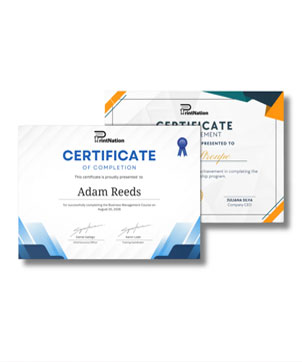 Premium A4 certificate printing